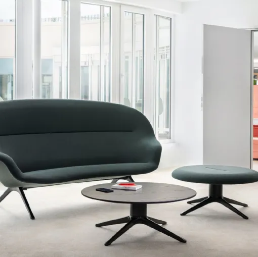 Tavolino rotondo in legno di rovere scuro con base in metallo Abalon Table di Vitra