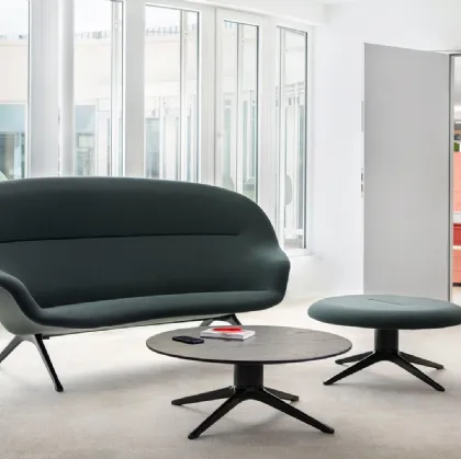 Tavolino rotondo in legno di rovere scuro con base in metallo Abalon Table di Vitra