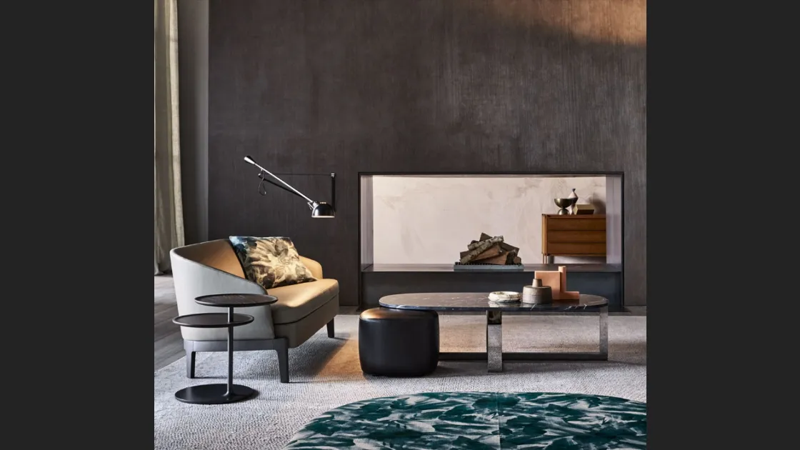 Tavolino in marmo con base in acciaio Domino Next di Molteni & C