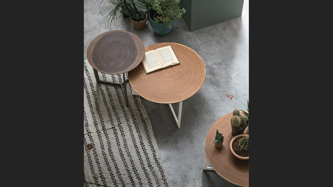 Tavolino Joy Wood con top in legno e base in metallo di Tomasella
