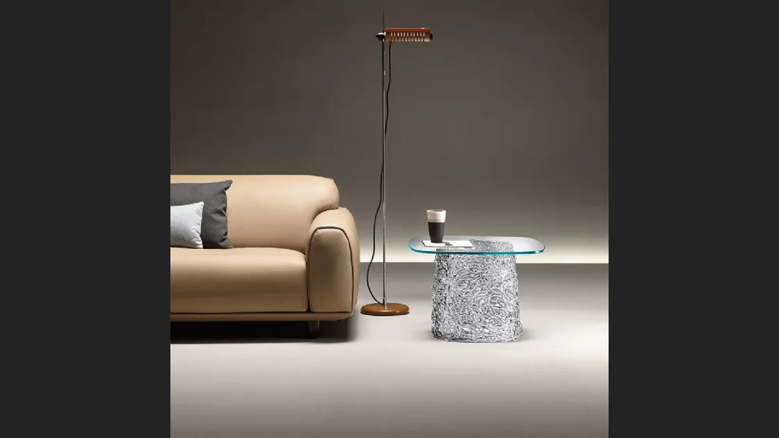 Tavolino Macramè in vetro con base in vetro filato intrecciato di Fiam