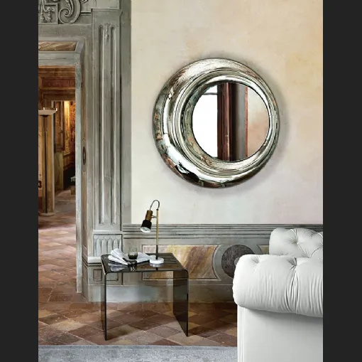 Specchio Rosy con cornice in vetro fuso retroargentato di Fiam