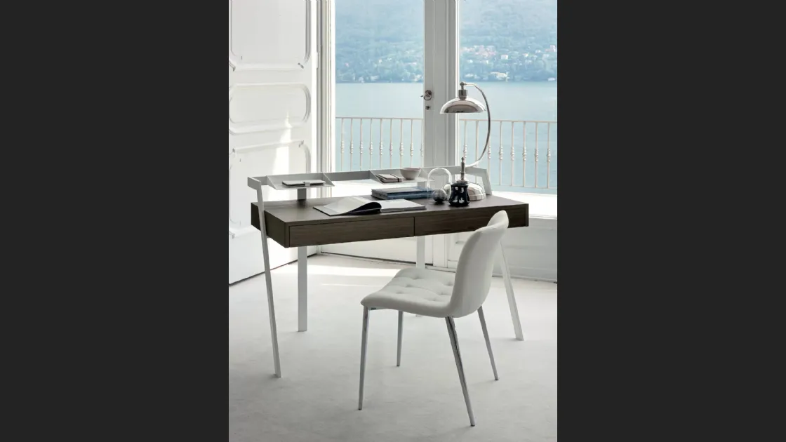 Scrittoio Zac in legno con struttura in acciaio laccato di Bontempi