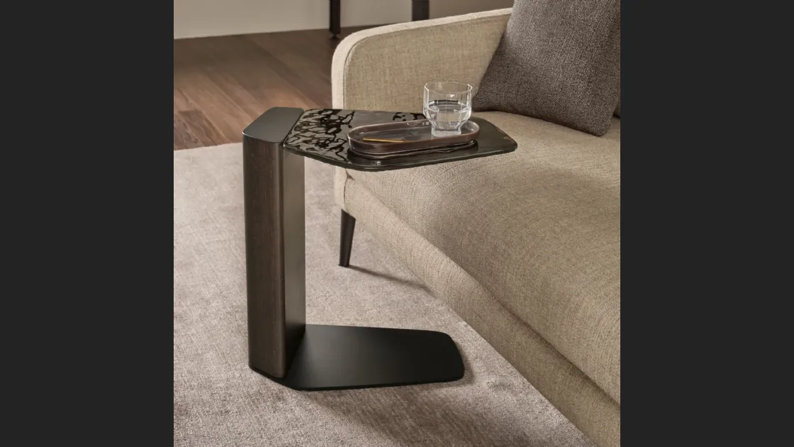 Tavolino in vetro e legno massello Stone di Fiam