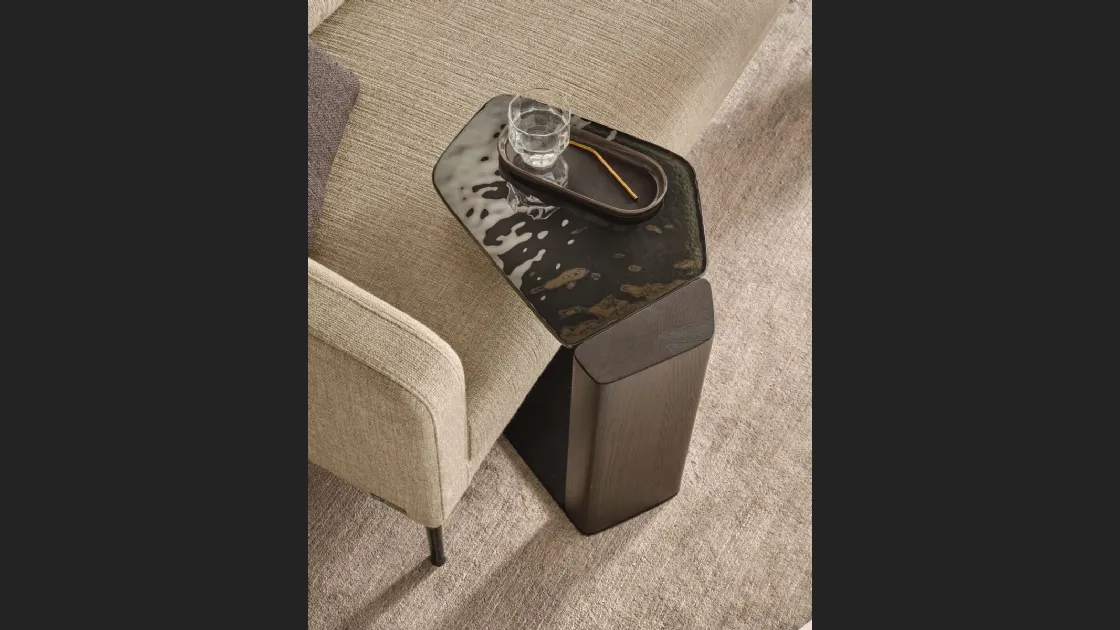 Tavolino in vetro e legno massello Stone di Fiam