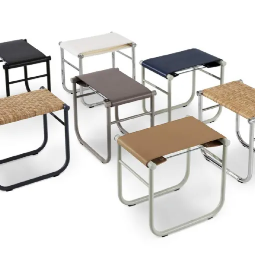 Tavolino Tabouret in cuoio, canna o tessuto di Cassina