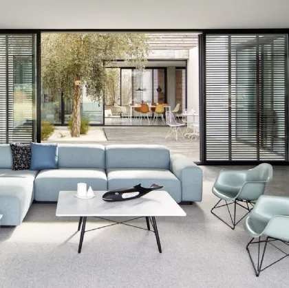 Tavolino quadrato con top in marmo Eames Coffee Table di Vitra