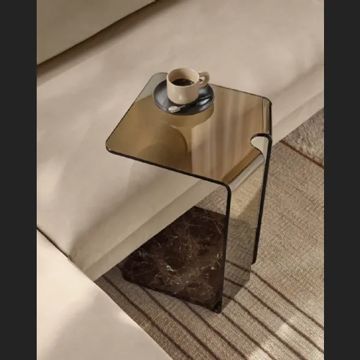 Tavolino in vetro con base in marmo York di Fiam