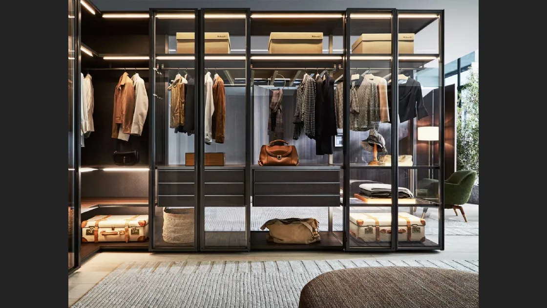 Armadio con ante battenti in vetro Gliss Master Glass di Molteni & C