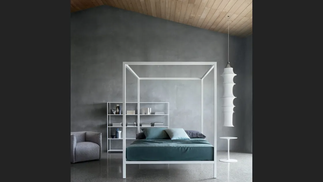 Letto Aluminium Bed Baldacchino Sommier di MDF Italia