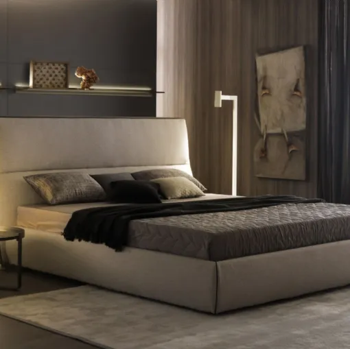 Letto in tessuto imbottito con box contenitore Cosy di Misuraemme