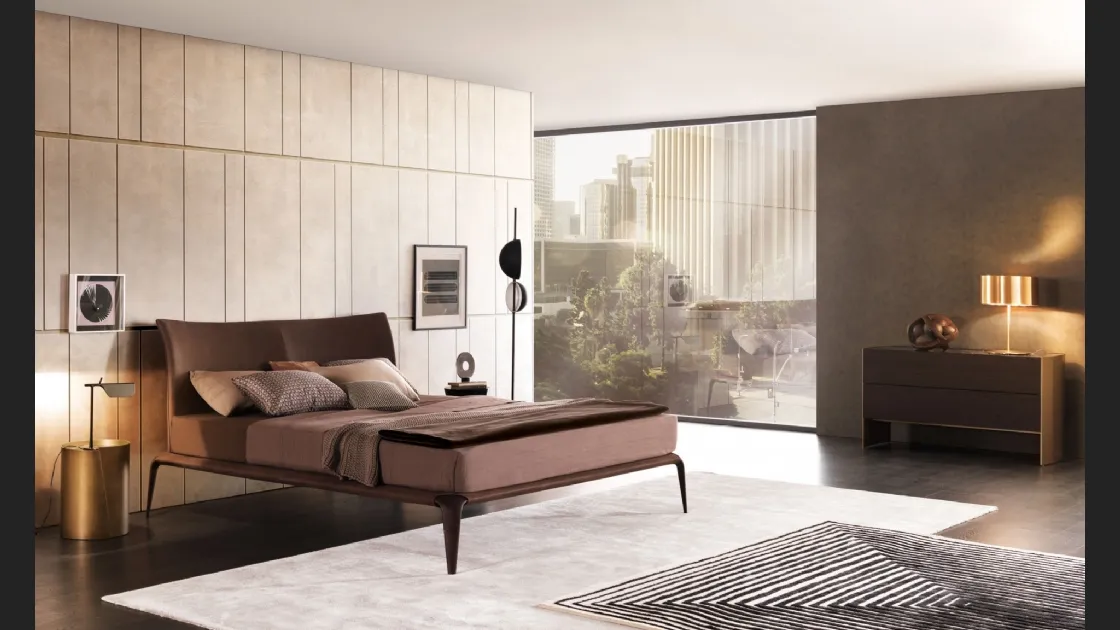 Letto con testiera in pelle Margareth di Misuraemme