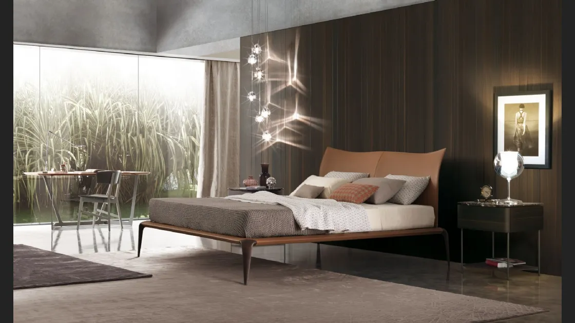 Letto con testiera in pelle Margareth di Misuraemme