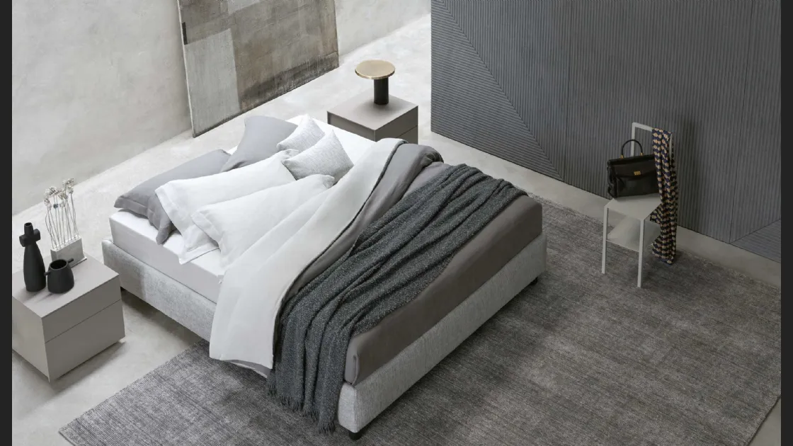 Letto in tessuto Sommier semplice e versatile con contenitore di Flou