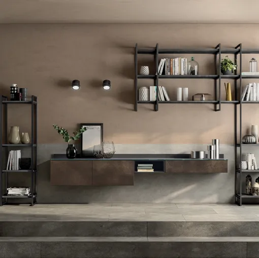 Libreria Living Liberamente sistema Metro di Scavolini