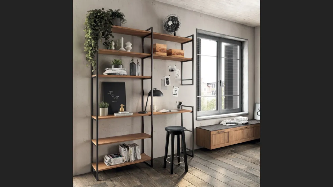 Libreria Living Sax in decorativo Rovere Land di Scavolini
