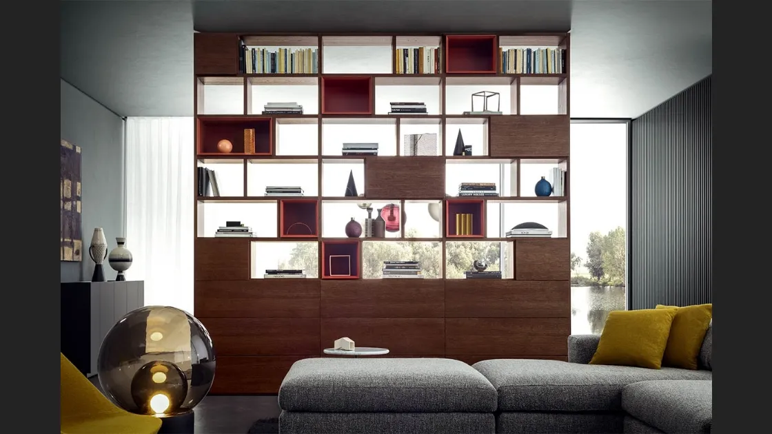 Libreria Spazioteca Bifacciale finitura Canaletto di Pianca