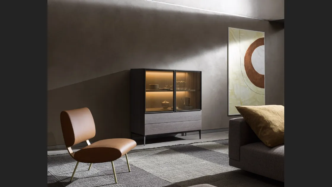 Madia alta in legno con ante in vetro 505 Up Sideboard 06 di Molteni & C