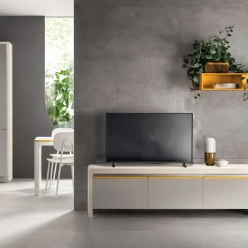 Madia Living Dandy Plus Grigio Velo e Giallo Senape di Scavolini