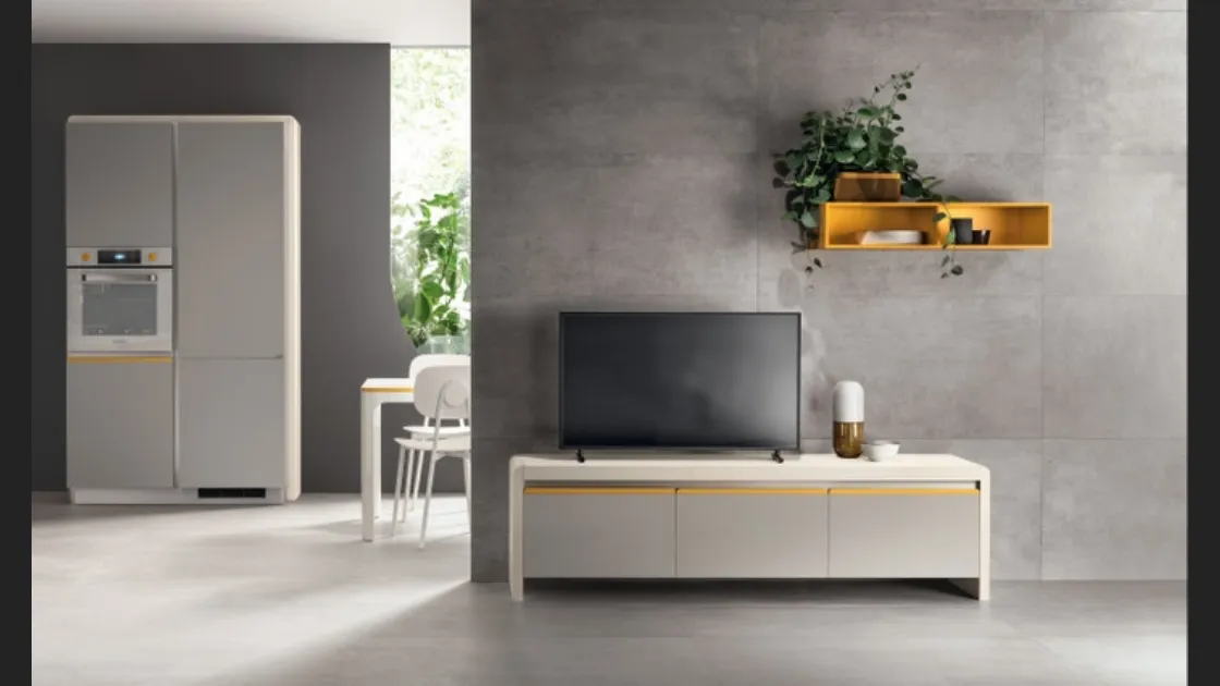 Madia Living Dandy Plus Grigio Velo e Giallo Senape di Scavolini