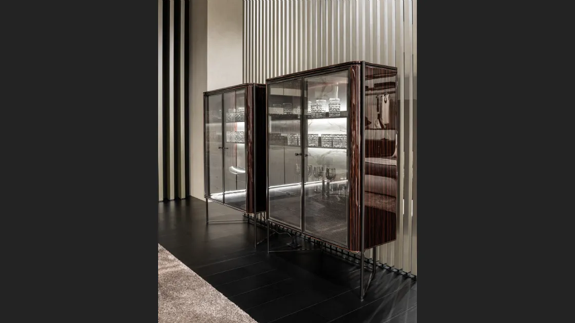 Madia alta Shibuya in vetro e legno di Misuraemme