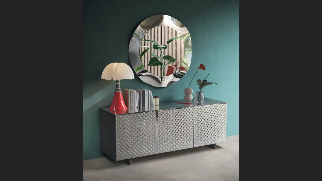 Madia Sideboard 03 in vetro specchiato a rombi di Scavolini
