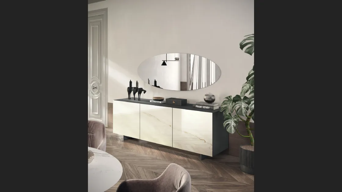 Madia Sideboard 04 in finitura lincoln oro di Scavolini