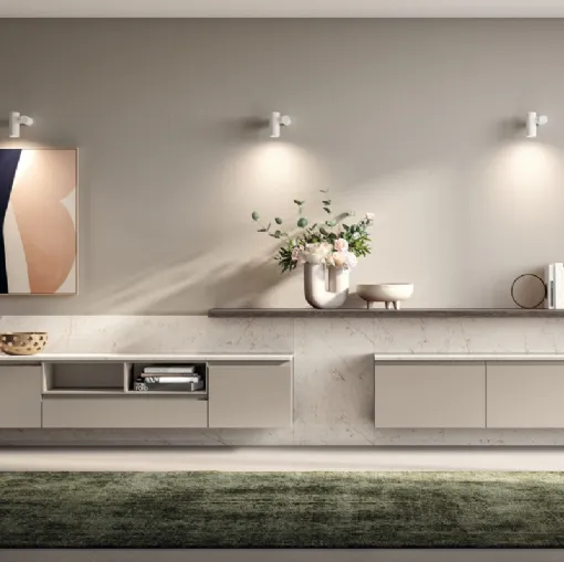 Parete Attrezzata Living Motus in laccato opaco Visone di Scavolini