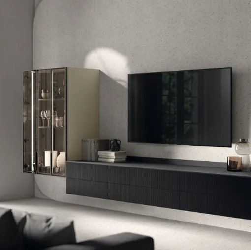 Parete Attrezzata Living Musa in Rovere Berry di Scavolini