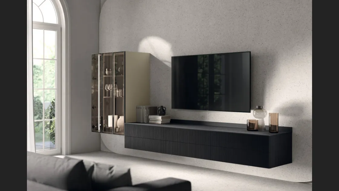 Parete Attrezzata Living Musa in Rovere Berry di Scavolini