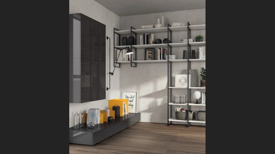 Parete Attrezzata Living-Sax-00-Grigio-Ferro Scavolini