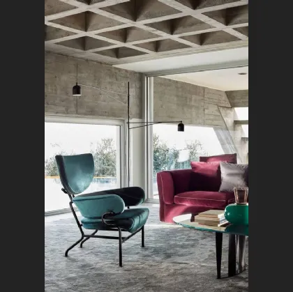 Poltrona di design Tre Pezzi in tessuto con struttura in tubolare di acciaio di Cassina