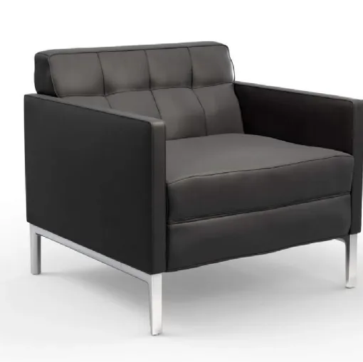 Poltrona Volage EX S Night in pelle con base in alluminio cromato lucido di Cassina