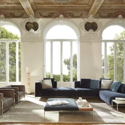 Divano angolare 3 Fauteuil Grand Confort in tessuto imbottito con struttura in metallo di Cassina