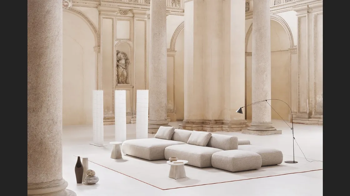 Divano bifacciale con penisola Cosy Island di MDF Italia