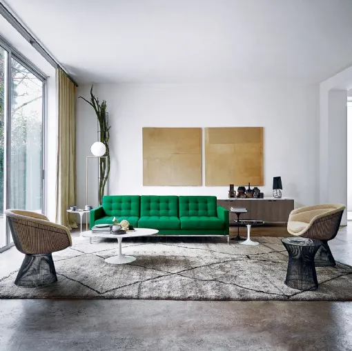 Divano lineare in tessuto Bianco Florence Knoll Collection di Knoll