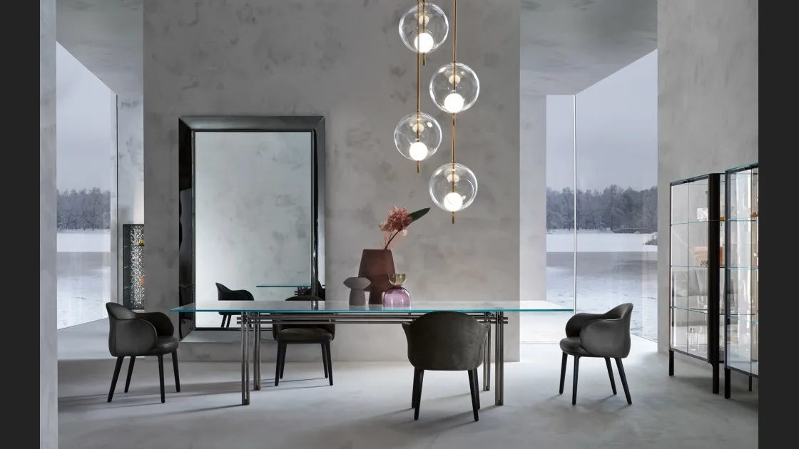 Sedia Oscar in pelle con struttura in legno di Fiam