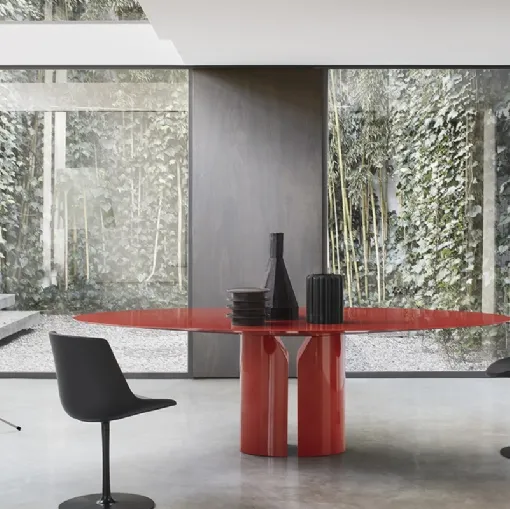 Tavolo NVL Table laccato lucido Rosso Corallo di MDF Italia