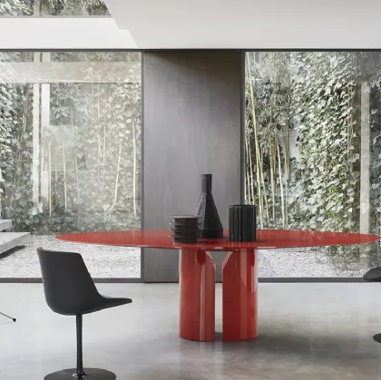 Tavolo NVL Table laccato lucido Rosso Corallo di MDF Italia