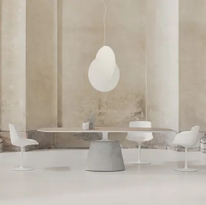 Tavolo Rock Table Maxi in Rovere e cemento di MDF Italia