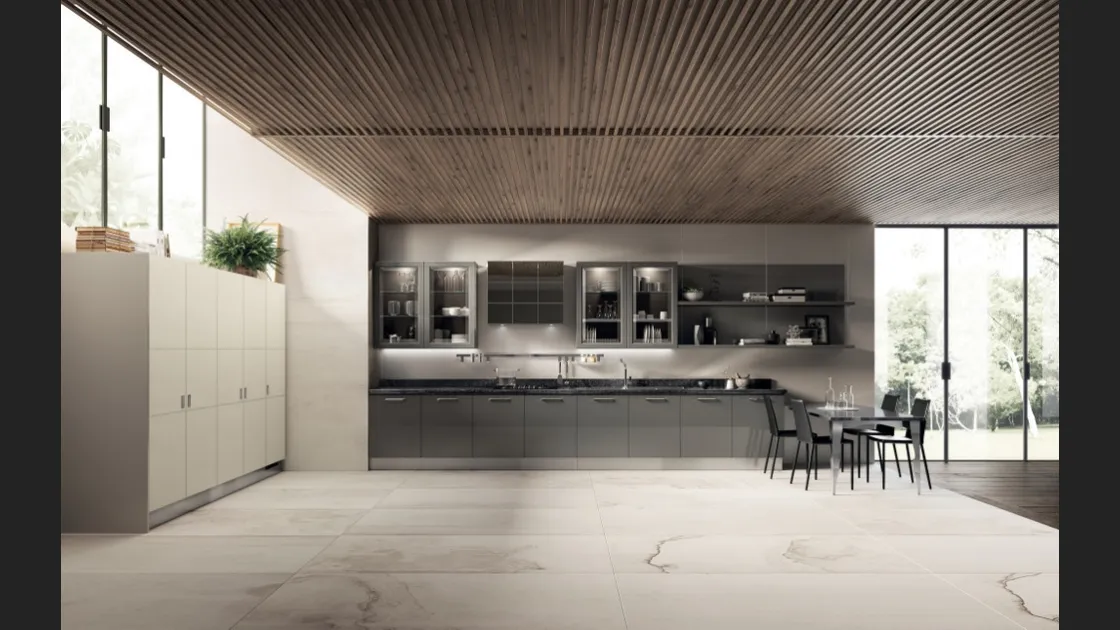Cucina Classica Exclusiva in laccato lucido Titanio di Scavolini