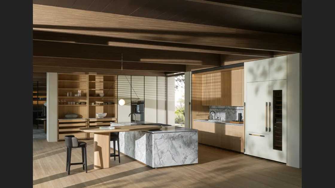 Cucina Design con isola Intersection in Marmo e legno di Molteni & C