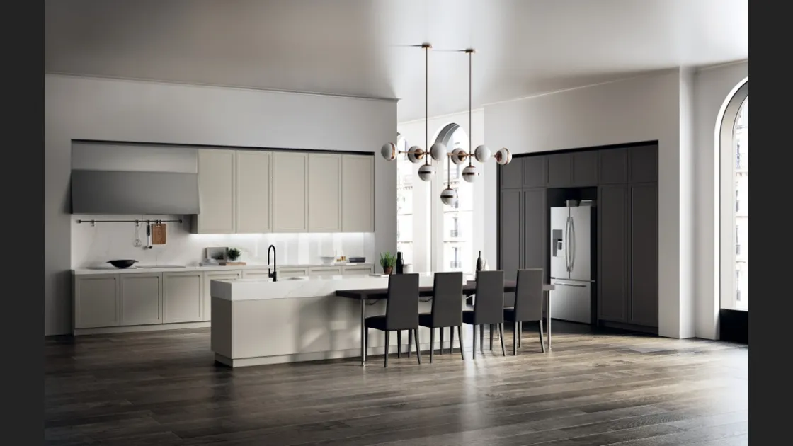 Cucina Moderna Carattere laccato Tortora e Grigio Ferro di Scavolini