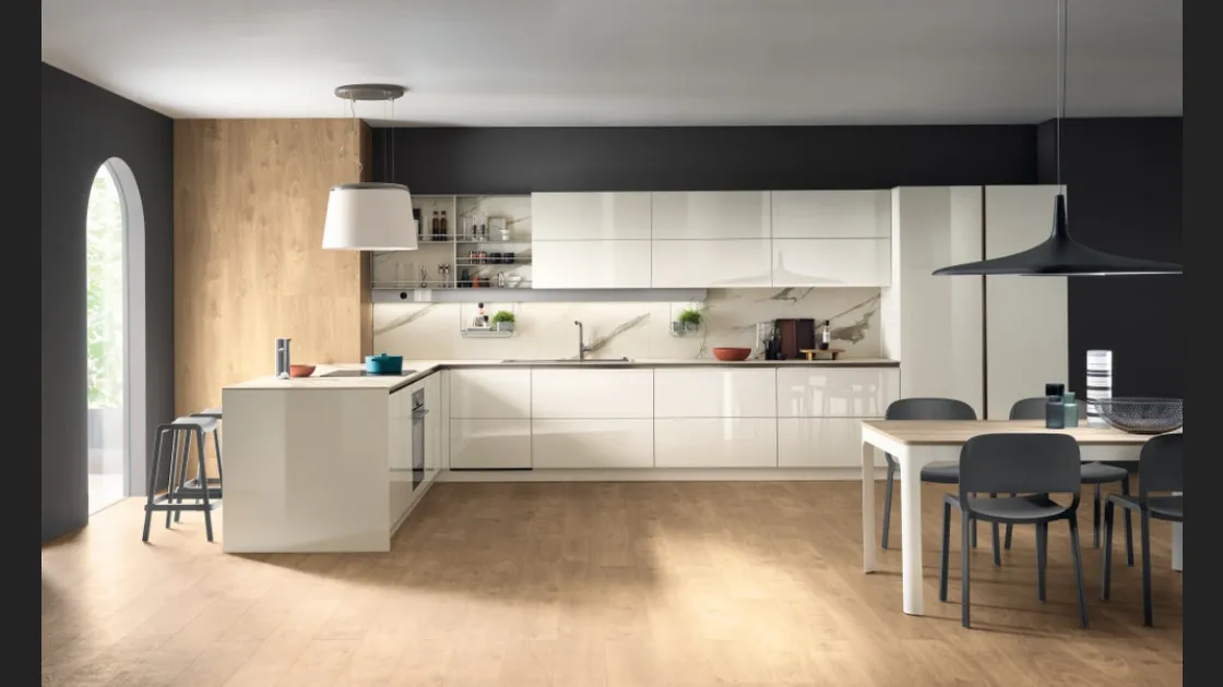 Cucina Moderna Dandy Plus Bianco Lucido di Scavolini