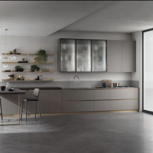 Cucina Moderna con penisola DeLinea Grigio Londra di Scavolini