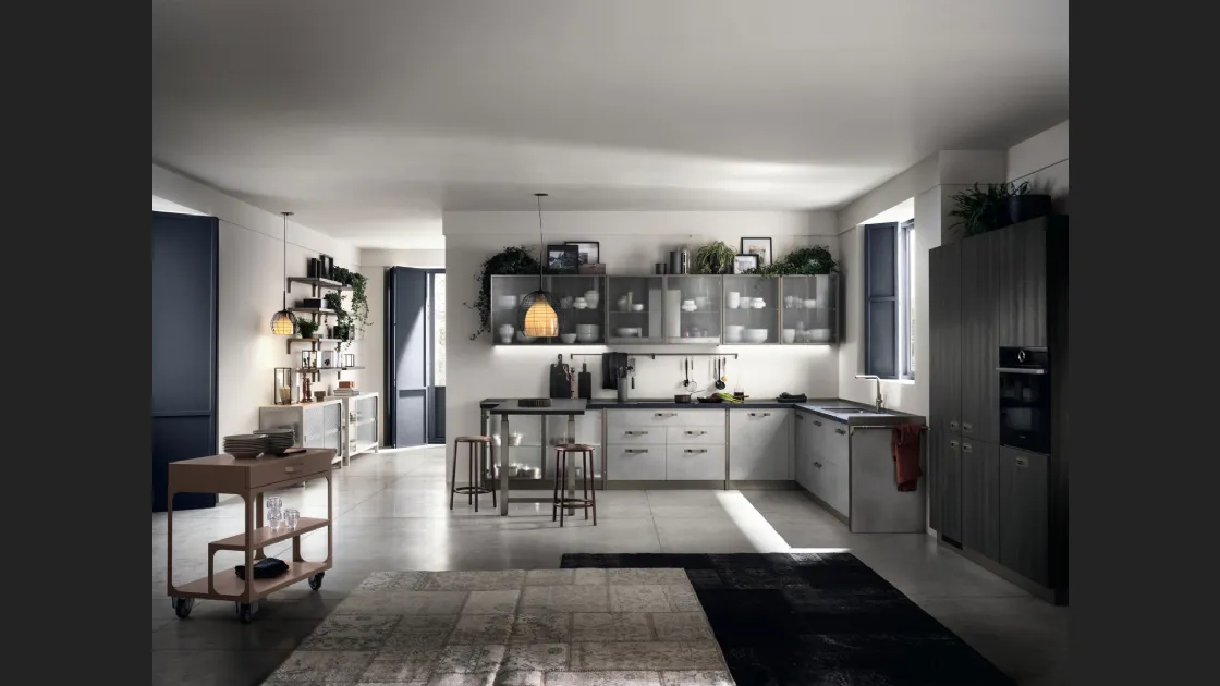 Cucina Moderna Diesel get Together Industrial Showcases di Scavolini