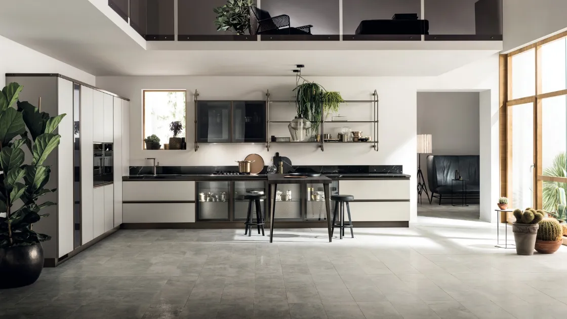 Cucina Moderna Diesel Open Workshop in Vetro ed Alluminio di Scavolini