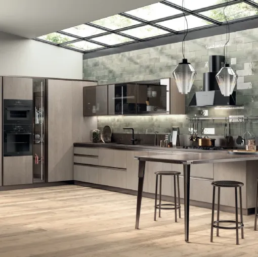 Cucina Moderna Diesel Open Workshop in Rovere Gessato di Scavolini
