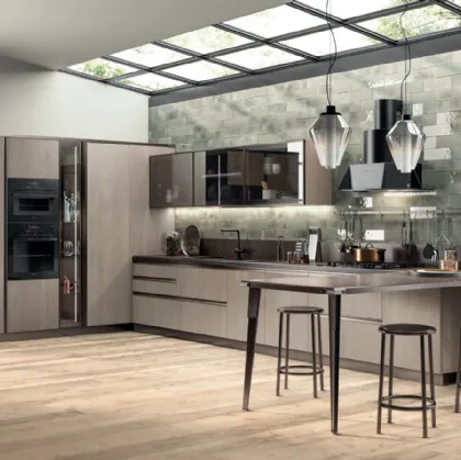 Cucina Moderna Diesel Open Workshop in Rovere Gessato di Scavolini