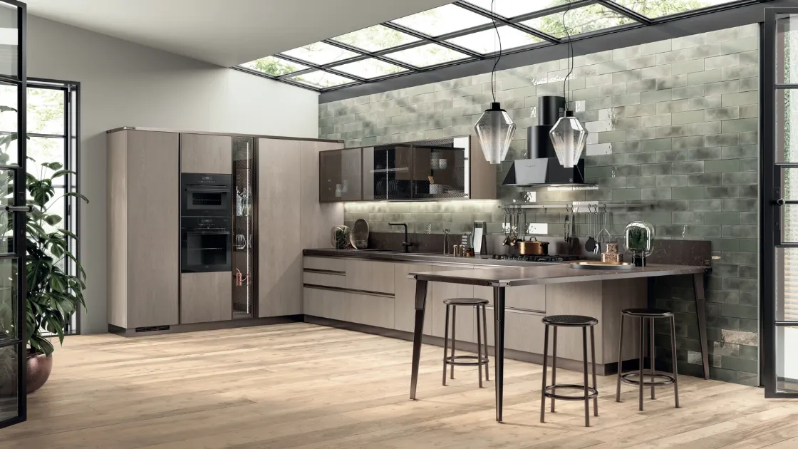 Cucina Moderna Diesel Open Workshop in Rovere Gessato di Scavolini
